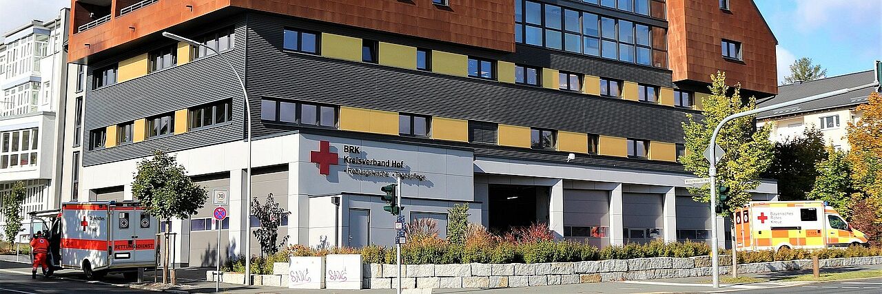 Ansicht Gebäude Rettungswache Hof